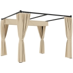 Outsunny Pergolă de Grădină cu Acoperiș Retractabil și Perdele, din Metal și Poliester, 300x300x227 cm, Bej