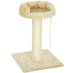 PawHut Krabpaal Kattenboom Kattenbed, 1 kattenbed, inclusief kattenspeelgoed, 55 cm x 55 cm x 83 cm, Beige