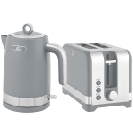 HOMCOM waterkoker- en broodroosterset, 1,7 l, 2200 W snelkook-waterkoker met thermostaat, 2-sneetjes broodrooster, grijs