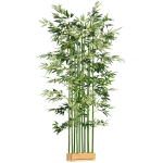 HOMCOM Bambú Artificial con Maceta de Madera Planta Artificial de Decoración para Interior 35x10x180 cm Verde