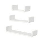 HOMCOM Floating Shelves, Set of 3 Wall Shelf, Shelves for Wall Invisible Mounting, Bedroom Living Room, White