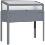 Outsunny Verhoogd Bed Hout met Koud Frame 2-in-1 Kas Tomatenhuis Groentebed Kruidenbed Plantenbak voor Tuin Balkon en Terras Polycarbonaat Grijs 120 x 54 x 112/122 cm