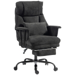 HOMCOM Office Chair, 180kg Heavy Duty Linen Computer Desk Chair with Lumbar Support, Wide Seat, Spring Cushion, Black