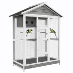 PawHut Houten vogelkooi met 4 zitstokken, asfaltdak, waterdicht, 112 x 68 x 154 cm
