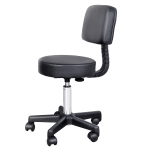 HOMCOM Sgabello con Schienale da Salone Sedia Girevole in Finta Pelle Altezza Regolabile Nero