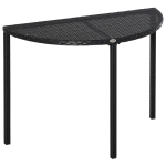 Outsunny balkontafel tuintafel tuintafel halfrond poly-rotan + metaal zwart 100 x 50 x 74 cm