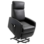 HOMCOM Poltrona Elettrica Alzapersona 45°, Poltrona Relax Elettrica Reclinabile a 145° con Telecomando e Poggiapiedi, in Pelle PU Nero, 67x95x105 cm