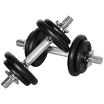 HOMCOM halter, halter, 2-in-1, 20 kg, 8 halterschijven, roestvrij, ijzer, zwart, 95 x 16 x 16 x 16 cm