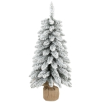 HOMCOM Kunstkerstboom 90 cm, slanke pencil-boom met 107 takpunten en jute voet, wit