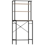 HOMCOM Wasmachinerek badkamer met droogstang, 3 niveaus, 67 x 40 x 161,8 cm, bruin