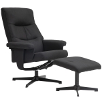 HOMCOM Relaxfauteuil met Voetenbank, Gestoffeerde TV-stoel met Lig- en Schommelfunctie, Draaibare Loungestoel in Fluwelen Look, voor Woonkamer en Slaapkamer, Zwart