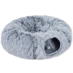 PawHut Kattentunnel, Pluche stof, Kussen, Opvouwbaar, Metalen frame, Kattenhol, Lichtgrijs