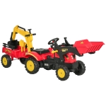 HOMCOM trapauto graafmachine trapgraafmachine met voorlader voor 3-6 jaar kinderen rood