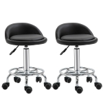 HOMCOM Verrijdbare kruk met rugleuning 57-72 cm hoogte verstelbaar draaikruk voor kantoor salon massage