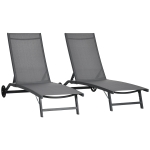 Outsunny Set 2 Lettini Prendisole con Schienale Reclinabile, in Alluminio e Tessuto Traspirante, 66x165x102 cm, Grigio Scuro