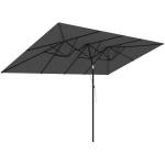 Outsunny Grote parasol, verstelbaar in hoogte en kantelbaar, 150x295x170-214 cm, Grijs
