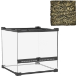 PawHut Glazen terrarium voor reptielen, verhoogde & waterdichte bodem, knopsluiting