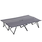 Outsunny Double Camping Cot Bed, with Bag - Grey