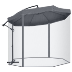Outsunny Zweefparasol Ø3 m, draaibaar, met handslinger, roestvrij staal, polyester, donkergrijs/zwart