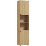 HOMCOM Hoge badkamerkast, 6 niveaus, 2 kasten, 2 open schappen, open vakken, hout, eikenkleur