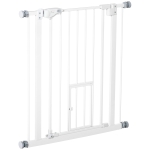 PawHut Cancellino per Cani con Porta Piccola, Montaggio a Pressione e Chiusura Automatica, 74-80x76.2cm, Bianco