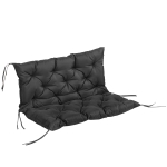 Outsunny Cojín para Banco con Respaldo 100x98x8 cm de 2 Plazas con Cordones de Fijación para Jardín Terraza Balcón Exterior Negro