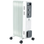 HOMCOM 1500W Oil Filled Radiator, Portable Electric Heater with 3 Heat Settings, Safety Cut-Off and Wheels, White
