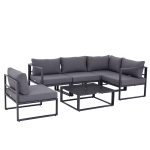 Outsunny Ensemble salon de jardin d'angle design contemporain style yachting 5 places modulable avec coussins et table basse aluminium gris