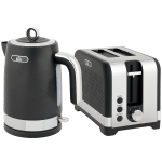 HOMCOM waterkoker- en broodroosterset, 1,7 l 2200 W snelkokende waterkoker met thermostaat, 2-sleufs broodrooster, grijs