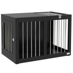 PawHut Hondenkooi Hondenbench Hondenreismand, 2 deuren, vergrendelbaar, stalen gaas, 80 cm x 50 cm x 56,5 cm, Zwart