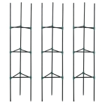 Outsunny latwerk, set van 3 stuks, plantenhouder, steunpalen voor tuinplanten, tomatenkooi voor klimplanten, staal, groen, 38 x 38 x 182 cm