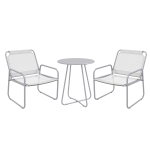 Outsunny 3-delige tuinmeubelset, 2 stoelen met ademende stoffen bekleding, 1 ronde tafel Ø60 cm, Lichtgrijs
