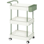 HOMCOM Trolley, 3 verdiepingen, hangmand, duwhandgreep, 4 wielen, metalen frame, wit, 50 x 29,4 x 77 cm