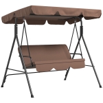 Outsunny Hollywoodschommel Tuinschommel 3-Zitter, weerbestendig, verstelbaar dak, 172 x 110 x 153, Bruin