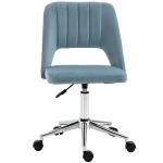 Vinsetto kantoorstoel draaistoel bureaustoel in hoogte verstelbaar 360° draaibaar schelpvorm met naadlijn design schuimstof fluweelzacht polyester blauw 49 x 54 x 79-91 cm