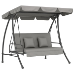 Outsunny Hollywood schommel tuinschommel schommelbank met ligfunctie, 3 zits, metaal + polyester, grijs, 209 x 114 x 170 cm | Aosom