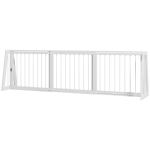 PawHut Hondenhek, Uitschuifbaar Vrijstaand Hek met 3 Panelen, 56 x 71-190 cm, Houten Hek voor Trap, Deuren, Keuken, Kleine Honden, Wit