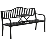 Outsunny tuinbank met uitschuifbare tafel voor 2-3 personen Metalen parkbank