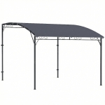 Outsunny Aanbouwpergola met metaalframe en dak, weerbestendig wandmontage pergola overkapping 2,86 x 3,84 x 2,52 m Grijs