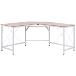 HOMCOM Bureau d'angle Bureau Informatique Design Moderne métal MDF Imitation Bois chêne et Blanc