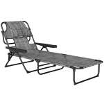 Outsunny Zonnebed Tuinligstoel Relaxlig, opvouwbaar, weerbestendig, 194 cm x 72 cm x 31 cm, Zwart + Grijs