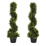 Outsunny Kunstmatige spiraalplant, Spiraalvormige cederboom met pot, 90 cm, Kunstmatige ceder voor buiten- en binnendecoratie, Groen