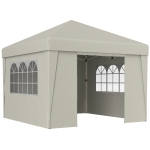 Outsunny Tonnelle de jardin pliante 3 x 3 x 2,75 m anti-UV 30 + avec fenêtres + parois latérales + sac de transport crème
