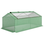 Outsunny Kas Tuinkas met 2 rolramen, voor binnen en buiten, metaal + kunststof, groen, 180 x 90 x 70 cm | aosoom