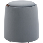 HOMCOM 2-in-1 Ottomaanse kruk, ronde gestoffeerde kruk, voetenbank met opbergruimte, verwijderbaar fluwelen deksel, bijzettafel voor woonkamer, slaapkamer, grijs, Ø44 cm x 47,5 cm