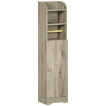 kleankin Portarrollos de Papel Higiénico con Armario para Baño con Estante Interior Ajustable 23x18x100 cm Gris
