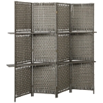 HOMCOM Wave Fibre Freestanding Folding Privacy Screen Panels, Room Divider, Grey