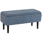 HOMCOM Gestoffeerde Bank met Opbergruimte, Zitkist, Kasjmier-Look, tot 120 kg, Natuurhout Frame, 95 x 38 x 45 cm, Blauw