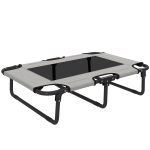 PawHut Portable Raised Dog Bed, Elevated Pet Cot with Breathable Mesh for Indoor Outdoor, for Small Medium Dogs, Light Grey