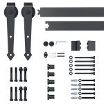 HOMCOM 6.6FT/200cm Black Sliding Door Kit for Single Barn Door, Antique Sliding Barn Door Hardware Kit with J Shape Hanger